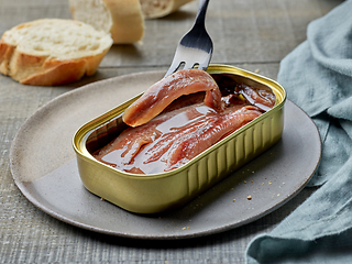 Image showing canned anchovy fillets