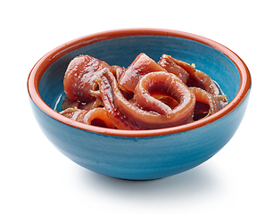 Image showing bowl of canned anchovy fillets