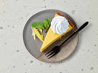 Image showing slice of lemon tart