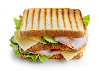 Image showing toasted bread with ham and vegetables