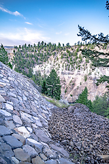 Image showing View from Calcite Springs Overlook of the Yellowstone River.