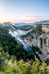 Image showing View from Calcite Springs Overlook of the Yellowstone River.