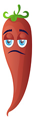 Image showing Sad cartoon chili illustration vector on white background