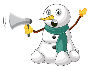 Image showing Snowman with megaphone illustration vector on white background