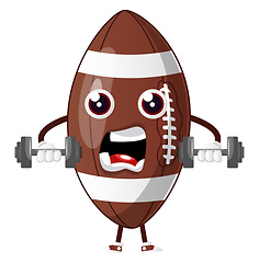 Image showing Rugby ball is training with weights, illustration, vector on whi