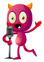 Image showing Devil speak on microphone, illustration, vector on white backgro