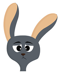 Image showing A sad grey rabbit vector or color illustration