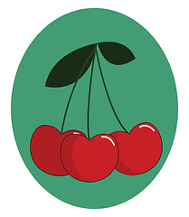 Image showing Portrait of a bunch of cherries over green background vector or 