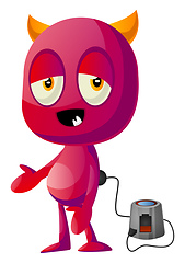 Image showing Devil on charging, illustration, vector on white background.