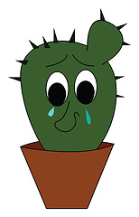 Image showing Sad cactus illustration vector on white background 