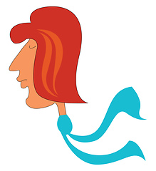 Image showing A woman in blue scarf vector or color illustration