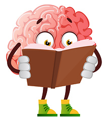 Image showing Brain is reading a book, illustration, vector on white backgroun