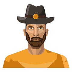 Image showing Guy with beard wearing hat illustration vector on white backgrou