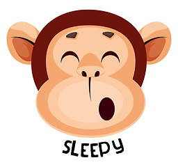 Image showing Monkey is feeling sleepy, illustration, vector on white backgrou