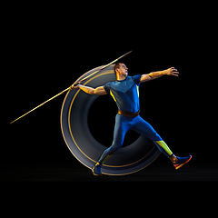 Image showing Abstract desing, concept of sport, action, motion in sport