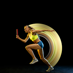 Image showing Abstract desing, concept of sport, action, motion in sport