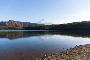 Image showing Lake saiko and mount Fuji