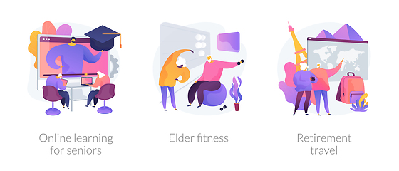 Image showing Elder people activities vector concept metaphors.