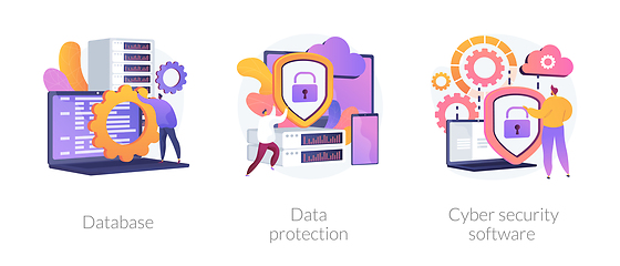Image showing Data protection metaphors set