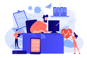 Image showing Health-focused IOT desks concept vector illustration.