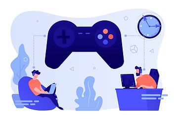 Image showing Gaming disorder concept vector illustration.