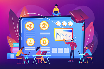 Image showing Cryptocurrency trading courses concept vector illustration