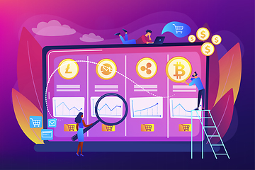 Image showing Cryptocurrency trading desk concept vector illustration