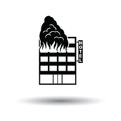 Image showing Hotel building in fire icon