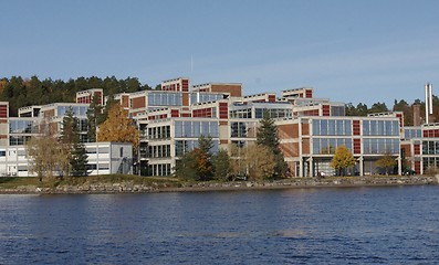 Image showing Office building near the fjord. 