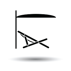 Image showing Sea beach recliner with umbrella icon