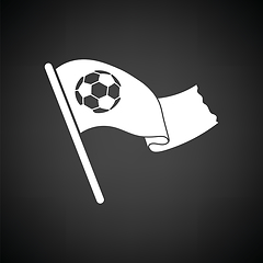 Image showing Football fans waving flag with soccer ball icon