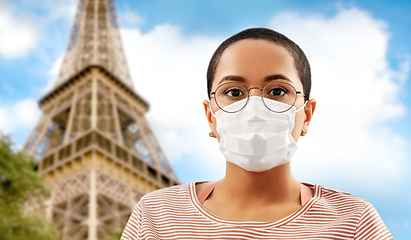 Image showing young african american woman in protective mask