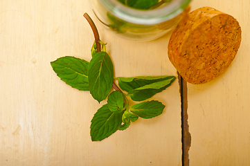 Image showing fresh mint leaves on a glass jar