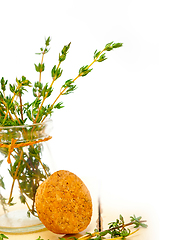 Image showing fresh thyme on a glass jar