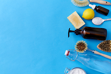 Image showing lemons, soap, washing soda, vinegar and brushes