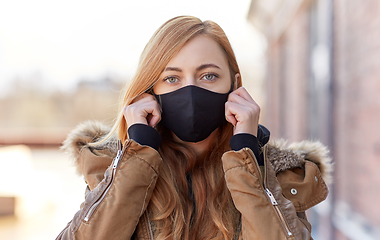 Image showing woman wearing protective reusable barrier mask