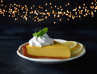 Image showing slice of lemon tart