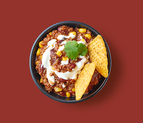 Image showing bowl of chili con carne