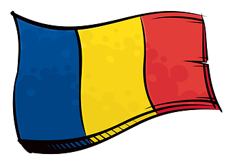 Image showing Painted Romania flag waving in wind