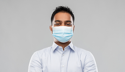 Image showing indian businessman in mask over grey background