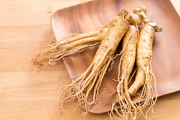 Image showing Korean Ginseng over wooden plate