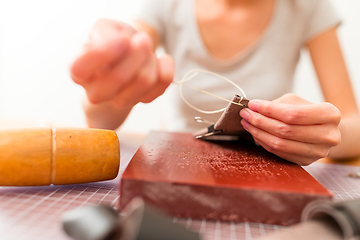 Image showing Leather handbag craftsman