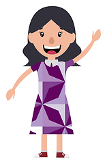 Image showing Cartoon woman waving illustration vector on white background