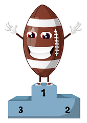 Image showing Rugby ball is standing on a winning throne, illustration, vector