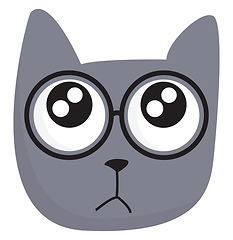 Image showing Painting of the face of a sad cat with glasses vector or color i