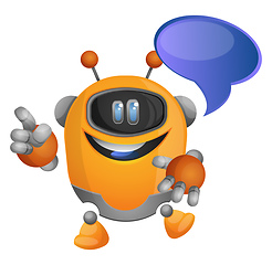 Image showing The cute orange robot with a text bubble illustration vector on 