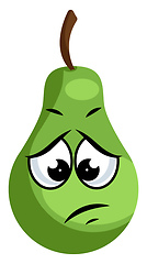 Image showing Sad green pear illustration vector on white background