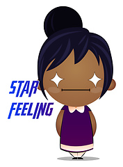 Image showing Little girl is feeling like a star, illustration, vector on whit