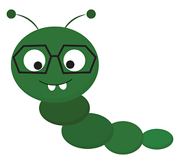 Image showing Clipart of a cute little caterpillar with hexagonal glasses vect