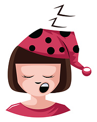 Image showing Girl is very sleepy ready for bed illustration vector on white b